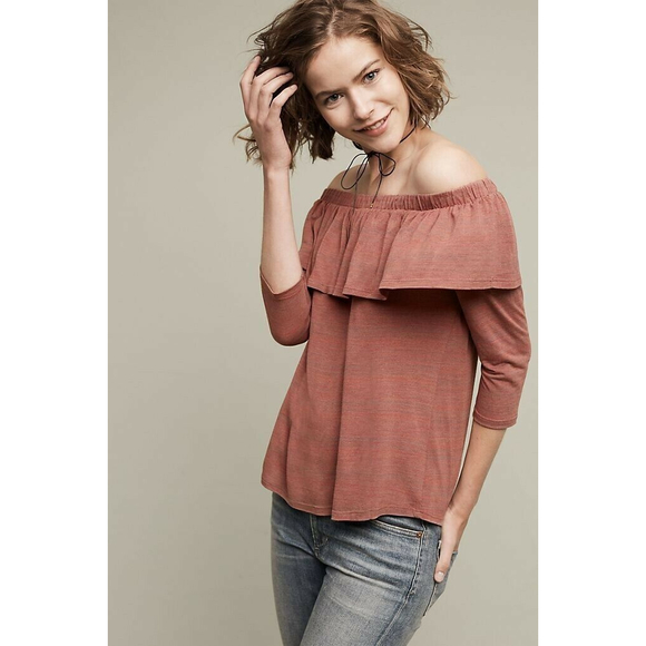 Anthropologie DOLAN Left Coast Charla Off Shoulder Top Size Large - Picture 1 of 7